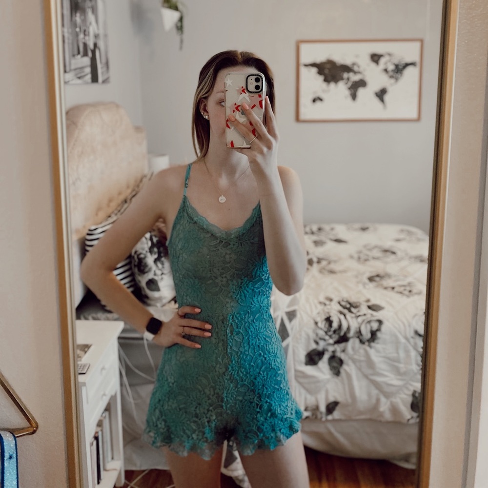 blue lace romper